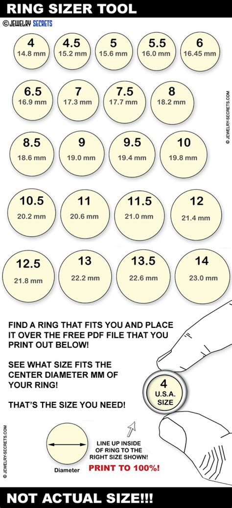 finger size chart for rings.